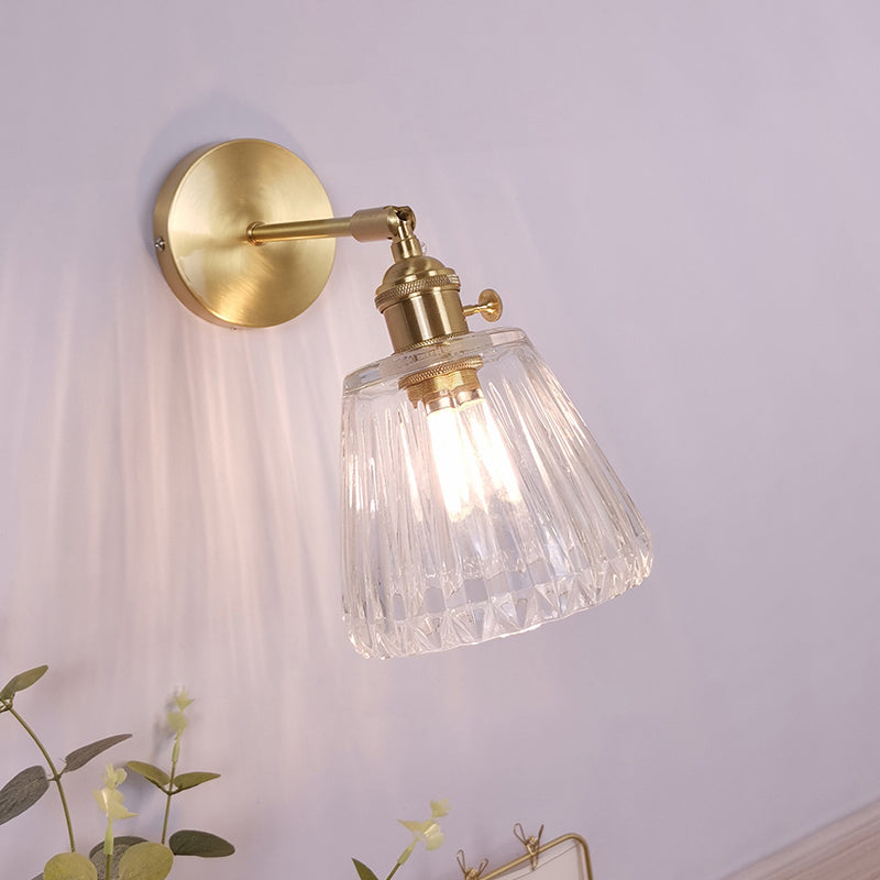 Ein-Bulb-Wandleuchte Vintage schattierte klare Glaswandlampe für Schlafzimmer