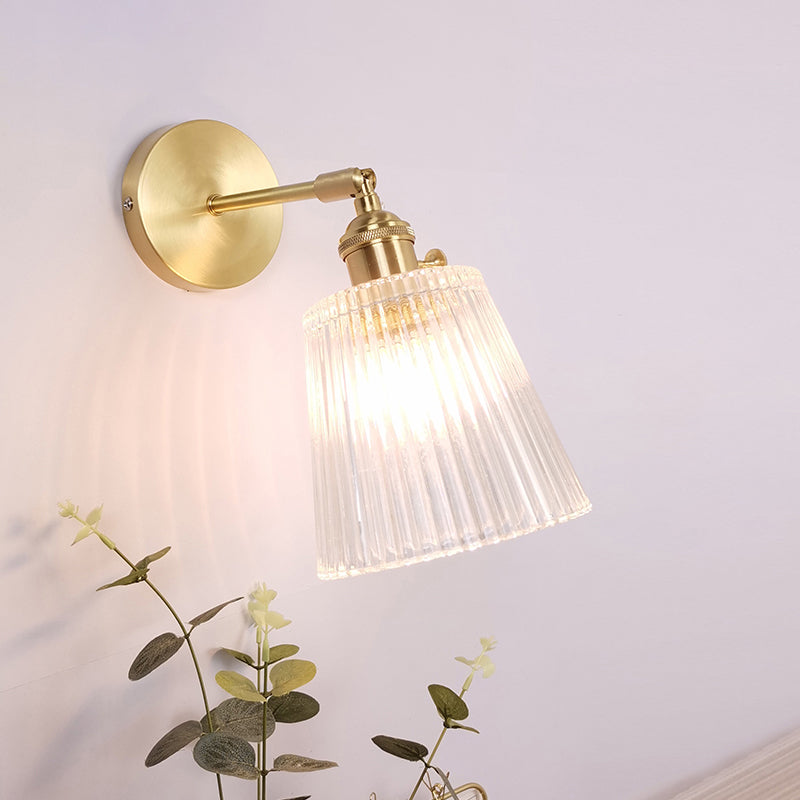 Ein-Bulb-Wandleuchte Vintage schattierte klare Glaswandlampe für Schlafzimmer
