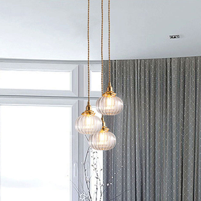 Lampada appesa a 1 luce Vintage Geometrical Blown Glass Lighting Ciondolo in oro per il ristorante
