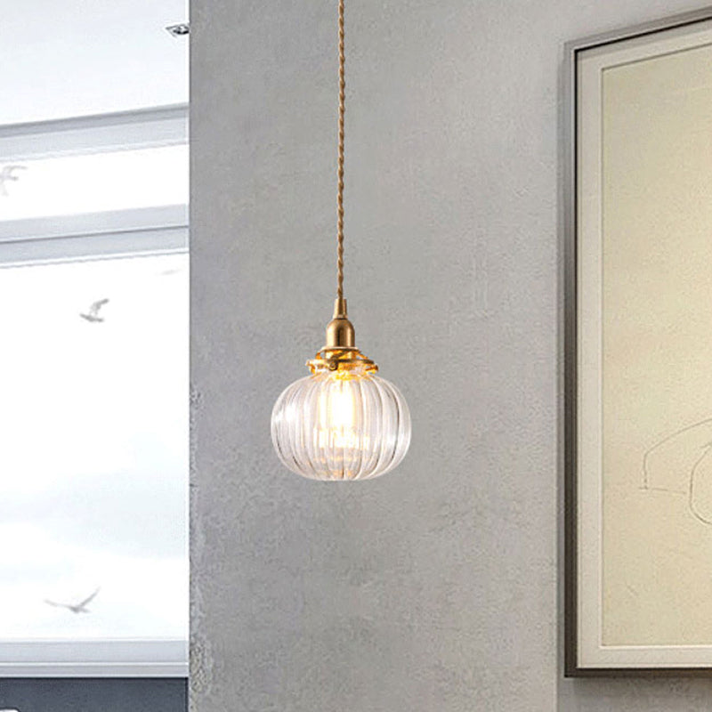 Lampada appesa a 1 luce Vintage Geometrical Blown Glass Lighting Ciondolo in oro per il ristorante