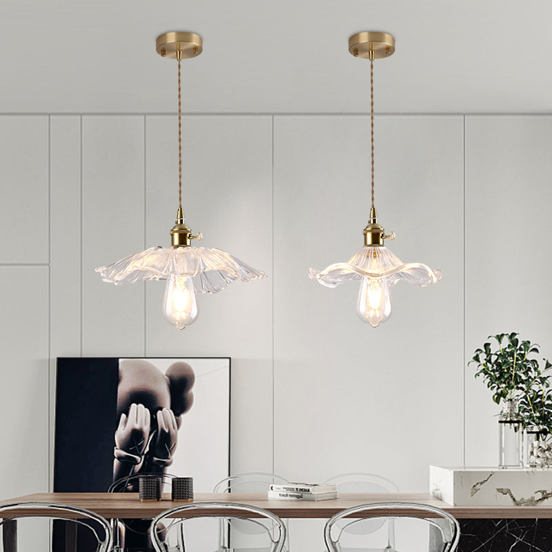 Lampada sospesa a bulbo singolo Style vintage ombreggiata in vetro teschiato ciondolo in oro