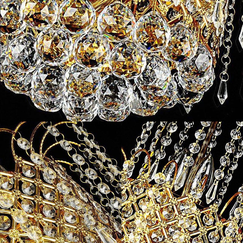 Cascade suspendu plafonnier à facette contemporaine Baule en cristal 5 lumières Gold Chandelier Light, 16 "/19,5" de large