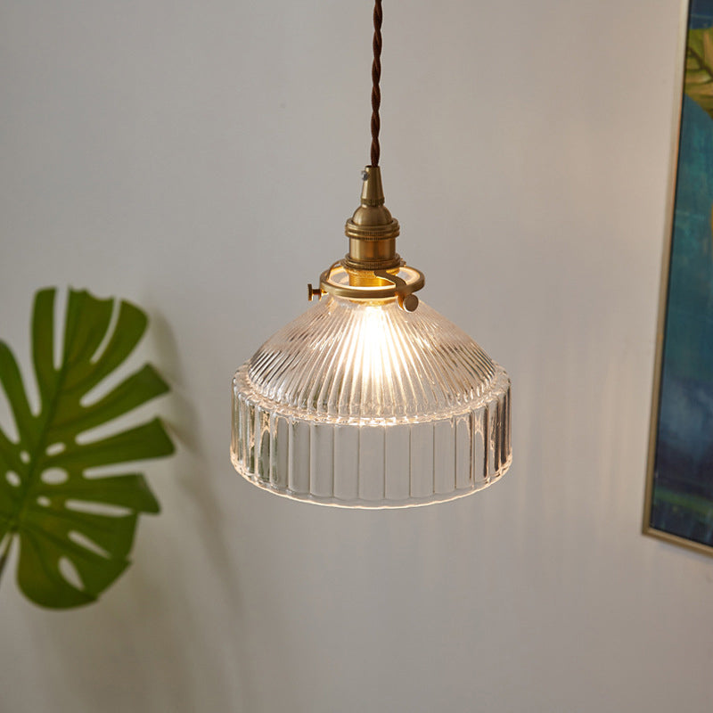 Einzeldecke Licht Industrial Rippes Clear Glass Hanging Anhänger Licht für den Eingang