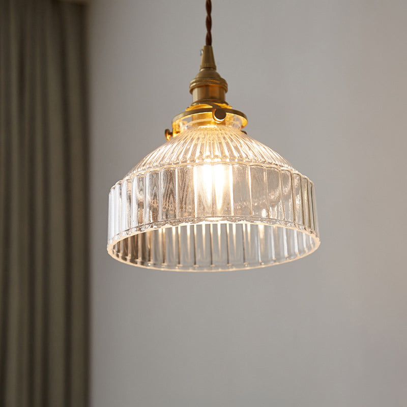 Einzeldecke Licht Industrial Rippes Clear Glass Hanging Anhänger Licht für den Eingang