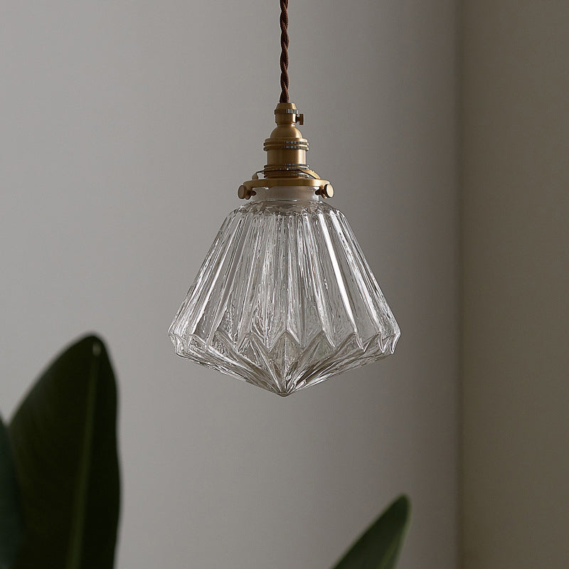 Rippen klare Glashängelampe Vintage Style Single-Bulb Restaurant Beleuchtung Anhänger
