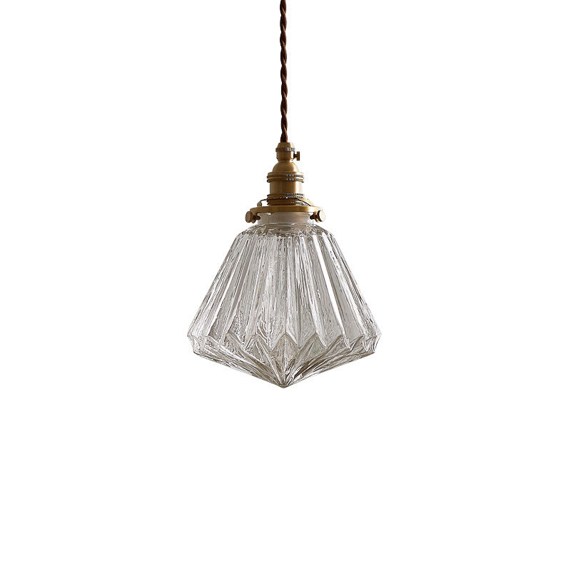 Rippen klare Glashängelampe Vintage Style Single-Bulb Restaurant Beleuchtung Anhänger