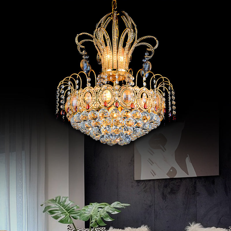 Lumo sfacciato di cesti a sfera di cristallo leggero contemporaneo multi luci oro lampada appesa per sala da pranzo, largo 16 "/19,5"