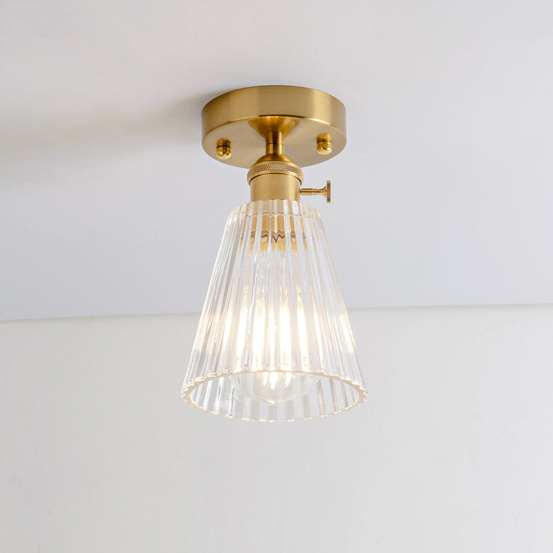 Luz de montura de montura de vidrio de un solo textura de estilo retro de estilo dorado sembrado semi luz de techo de techo