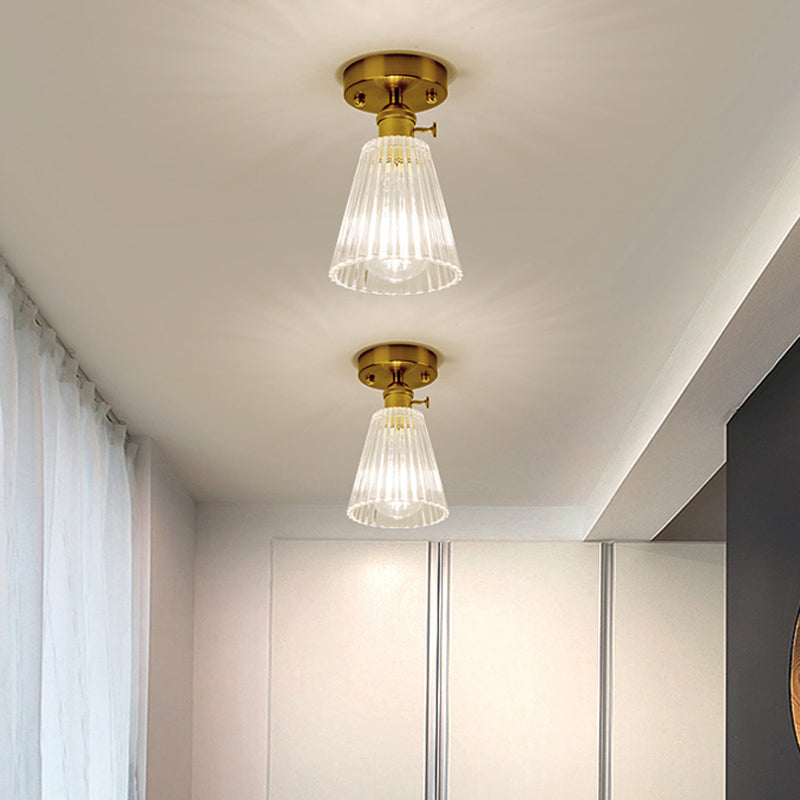 Luz de montura de montura de vidrio de un solo textura de estilo retro de estilo dorado sembrado semi luz de techo de techo