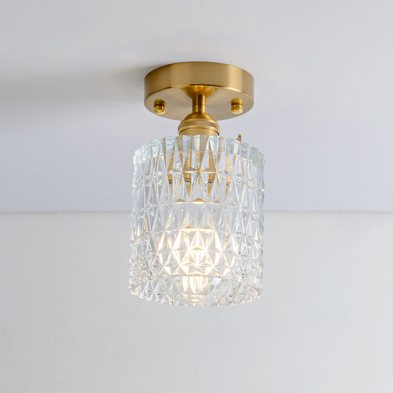 Luz de montura de montura de vidrio de un solo textura de estilo retro de estilo dorado sembrado semi luz de techo de techo