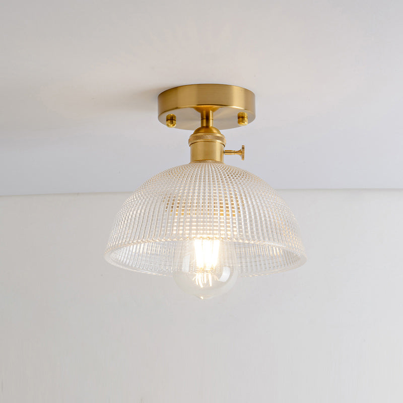 Luz de montura de montura de vidrio de un solo textura de estilo retro de estilo dorado sembrado semi luz de techo de techo