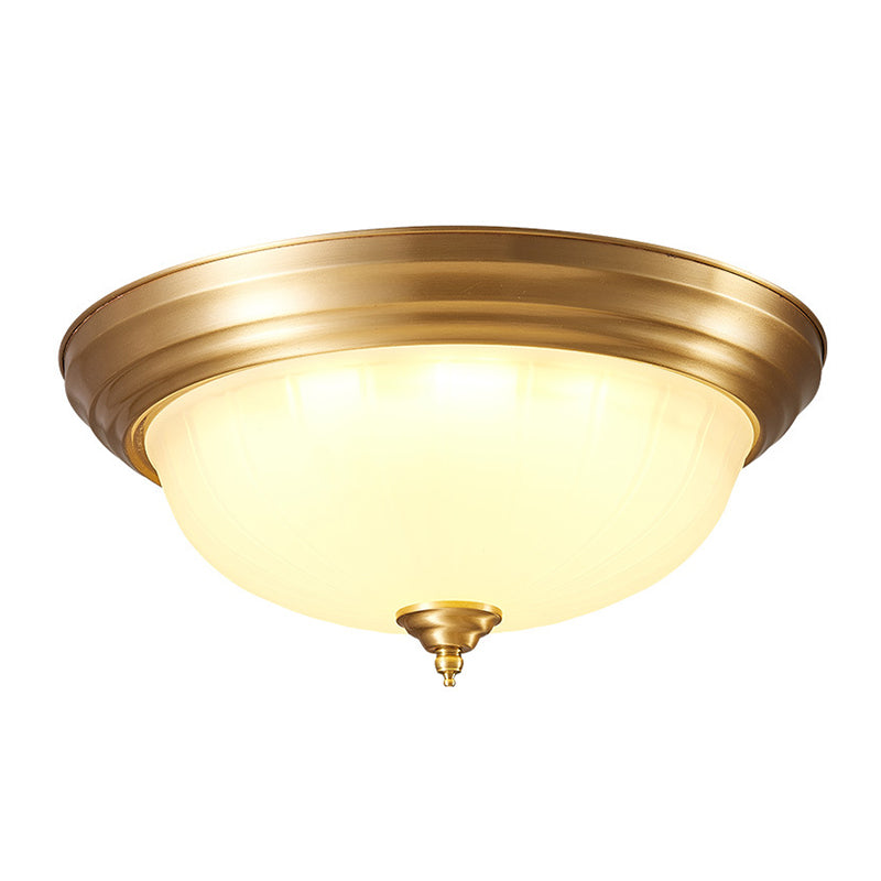 Bowl Handblown Glass Flush Mount Lighting Retro Living Room Flush Mount Ceiling Light in Gold