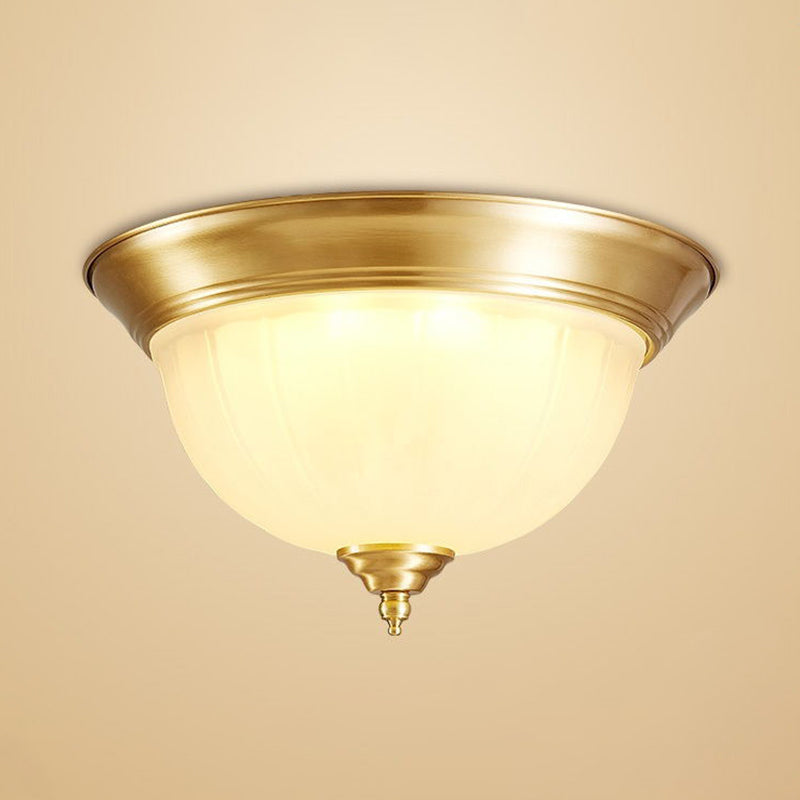 Bowl Handblown Glass Flush Mount Lighting Retro Living Room Flush Mount Ceiling Light in Gold