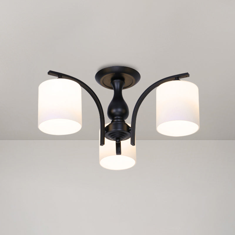 Schattierte Creme Glas Semi Flush Licht Rustikales Wohnzimmer Bündig Mount Ceiling Chandelier