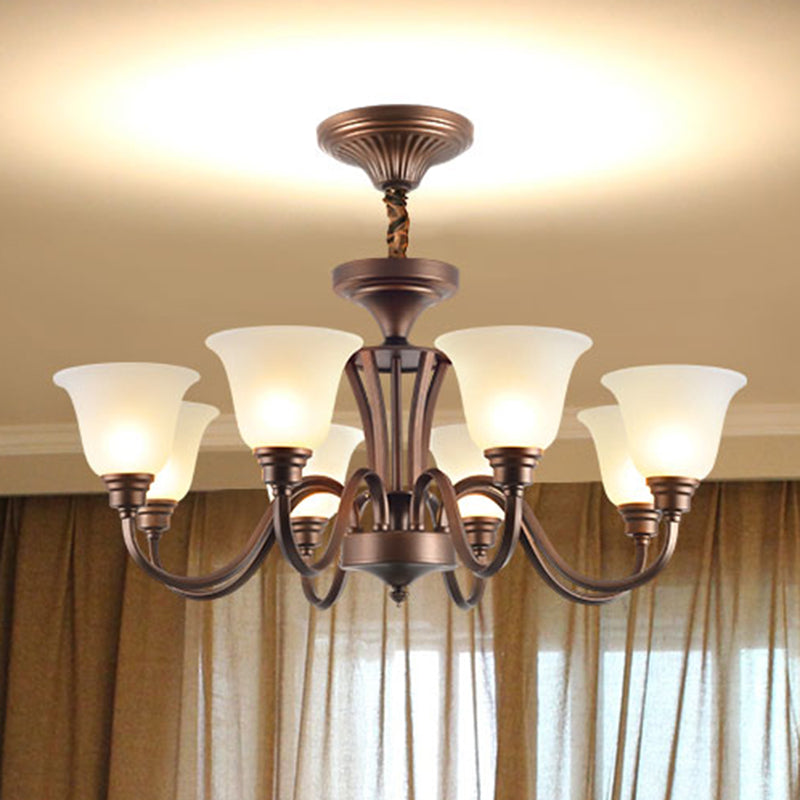 Bell Frosted Glas Kronleuchter Licht Retro -Stil Wohnzimmer Anhänger Leuchte