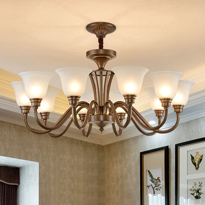 Bell Frosted Glass Chandelier Light Retro Style Living Room Pendant Light Fixture