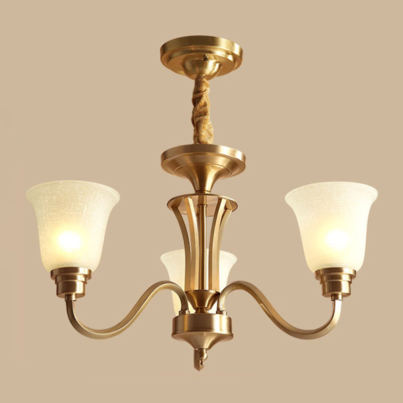 Bell Frosted Glas Kronleuchter Licht Retro -Stil Wohnzimmer Anhänger Leuchte