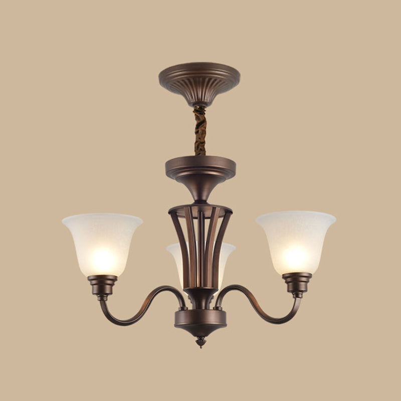 Bell Frosted Glas Kronleuchter Licht Retro -Stil Wohnzimmer Anhänger Leuchte