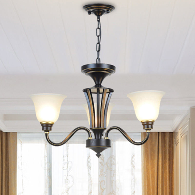 Handblown Glass Bell Suspension Light Rustic Living Room Chandelier Light Fixture