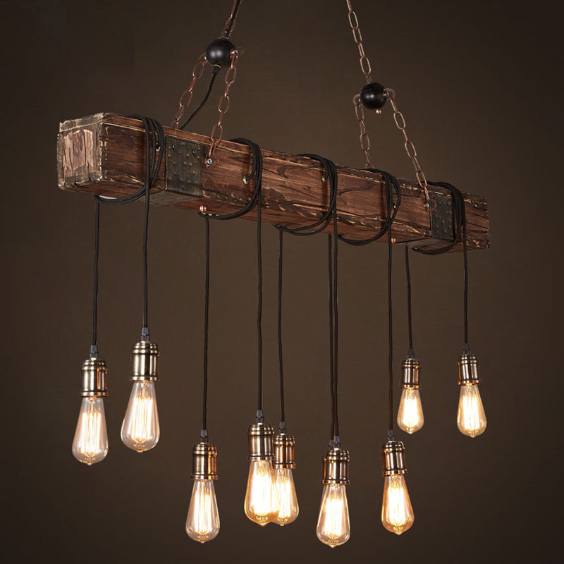 Open Bulb Metallic Pendant Light Vintage Style Restaurant Hanging Island Lighting