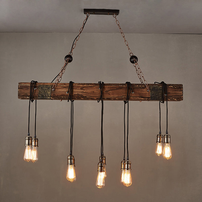Open Bulb Metallic Pendant Light Vintage Style Restaurant Hanging Island Lighting