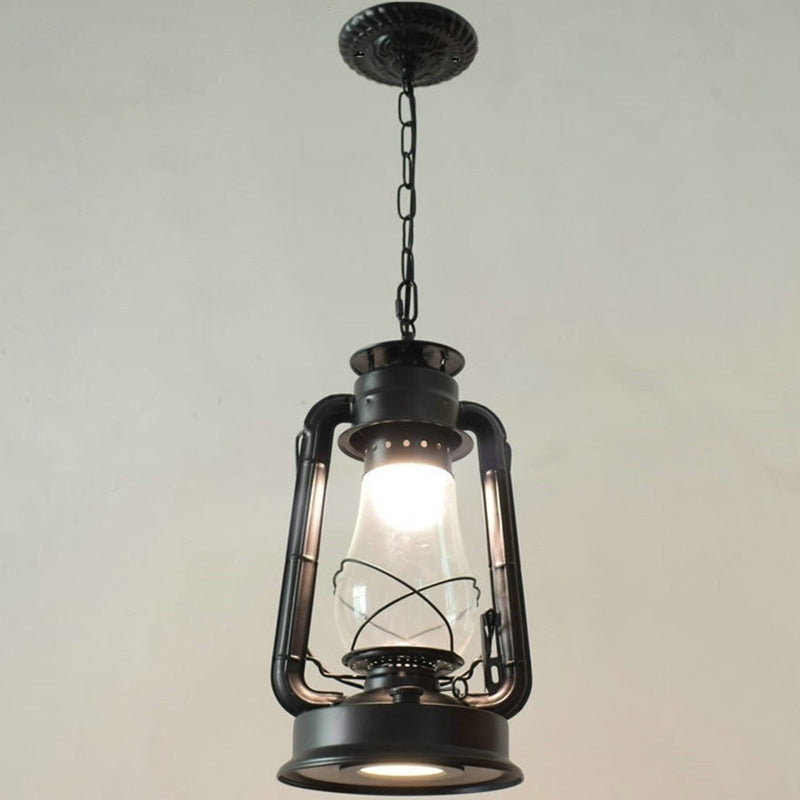 1 Bulb Hanging Light Simplicity Lantern Metallic Kerosene Lighting for Restaurant