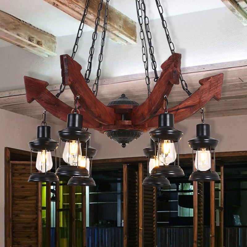 Laterne Eisendecke Beleuchtung Nautisches Restaurant Kronleuchter Leuchte in Holz