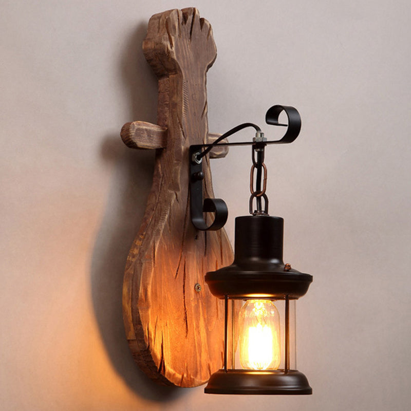 Schattierte Glaswandlampe Küste ein Bulb Restaurant Wandleuchte in Holz