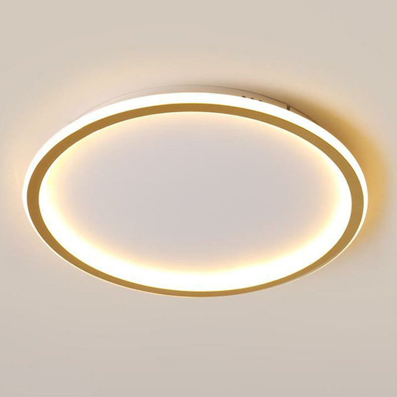 Simplicity Ultrathin Circle Flush Ceiling Light Aluminum Living Room LED Flush Mount Lighting in Gold