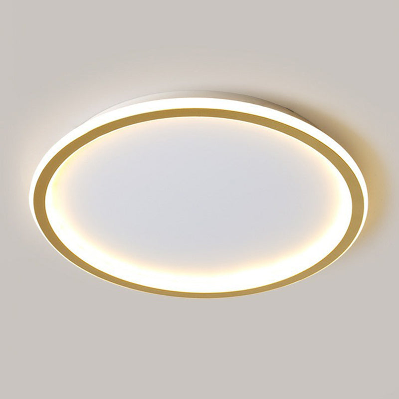 Simplicity Ultrathin Circle Flush Ceiling Light Aluminum Living Room LED Flush Mount Lighting in Gold
