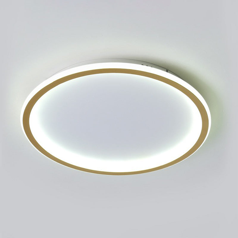 Simplicity Ultrathin Circle Flush Ceiling Light Aluminum Living Room LED Flush Mount Lighting in Gold
