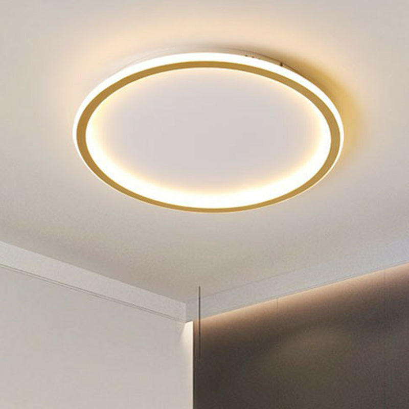 Simplicity Ultrathin Circle Flush Ceiling Light Aluminum Living Room LED Flush Mount Lighting in Gold