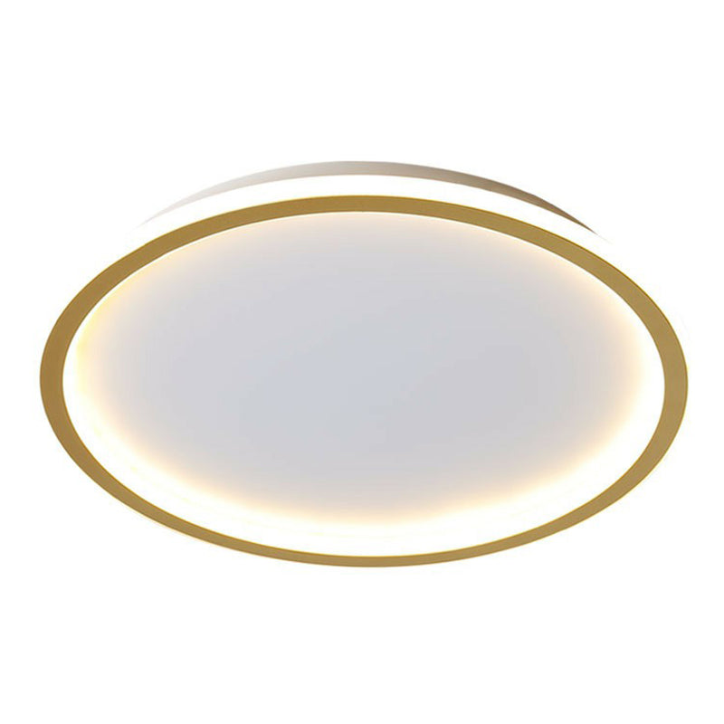 Simplicity Ultrathin Circle Flush Ceiling Light Aluminum Living Room LED Flush Mount Lighting in Gold