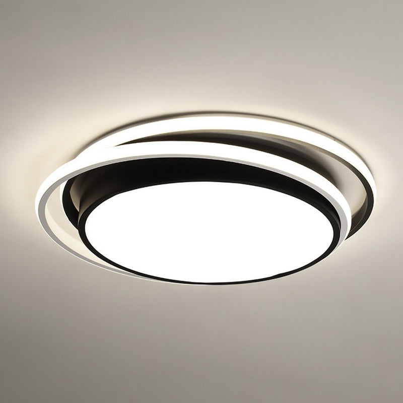Circulair Flush Plafond Licht Hedendaagse Acryl Slaapkamer LED Flush Mount Verlichting Fixture in Zwart