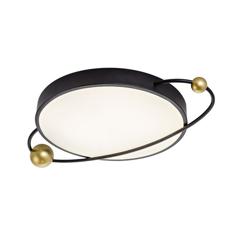 Planet Shaped LED Flush Mount Modern Metallic Living Room Flushmount Ceiling Light with Acrylic Diffuser