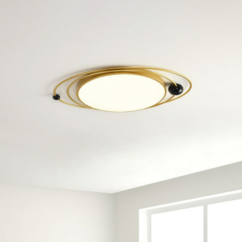 Metal Planet Flush Ceiling Light Contemporary Living Room LED Flush Mount Lighting Fixture