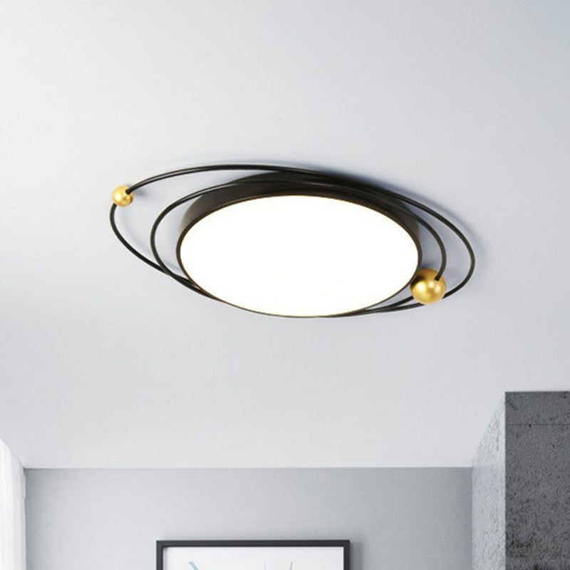 Metal Planet Flush Ceiling Light Contemporary Living Room LED Flush Mount Lighting Fixture