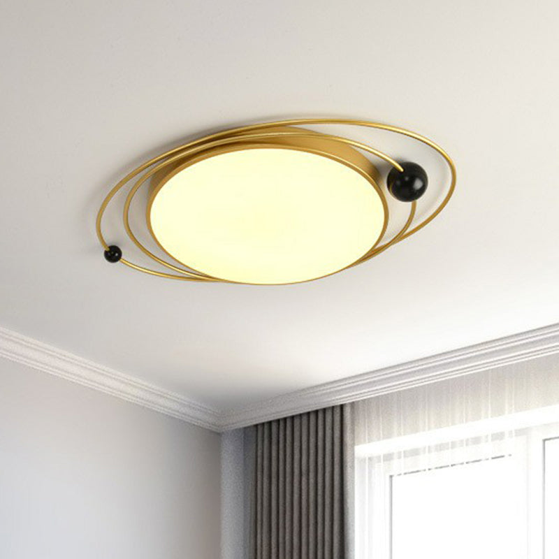 Metal Planet Flush Ceiling Light Contemporary Living Room LED Flush Mount Lighting Fixture