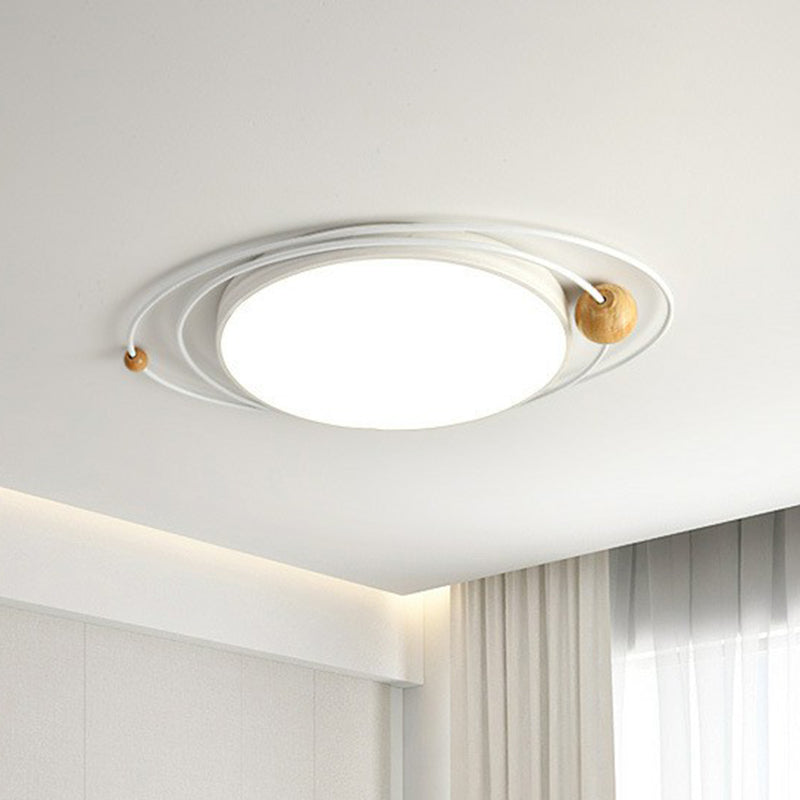 Metal Planet Flush Ceiling Light Contemporary Living Room LED Flush Mount Lighting Fixture