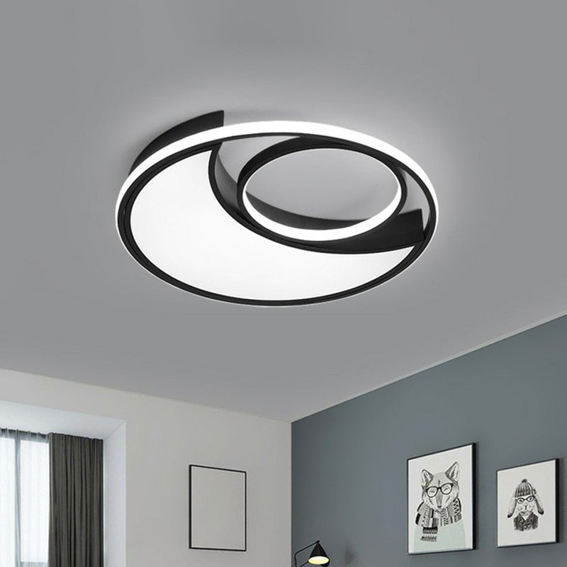 Crescent Bedroom LED Flush Mount Light Acrylic Simplicity Flush Mount Ceiling Light in Black