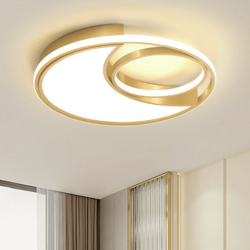 Geometrical Flush Mount Lighting Minimalist Acrylic Bedroom LED Flush Mount Fixture in Gold