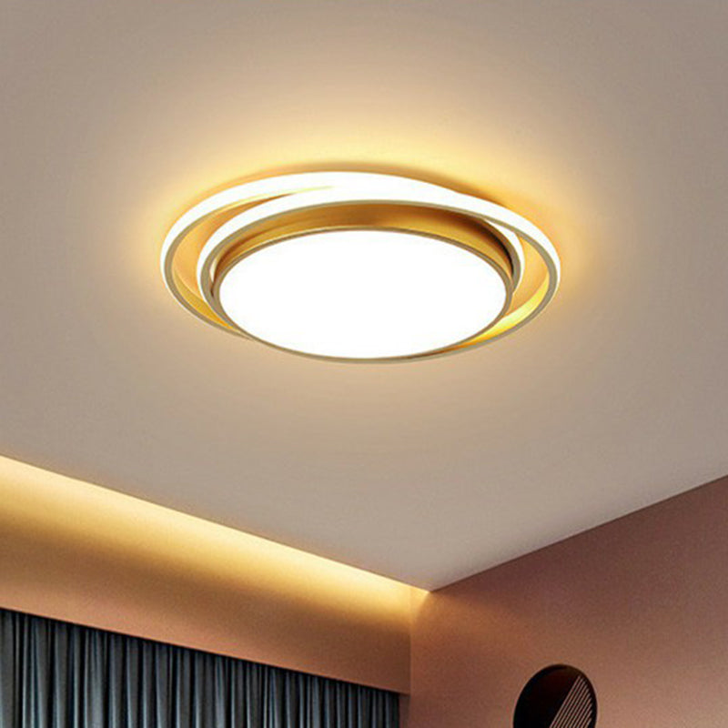 Geometrical Flush Mount Lighting Minimalist Acrylic Bedroom LED Flush Mount Fixture in Gold