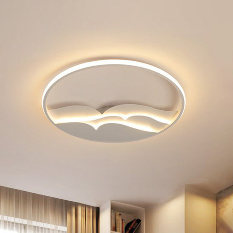 Plafonnier encastré LED en métal ondulé de style moderne blanc avec anneau halo pour chambre à coucher
