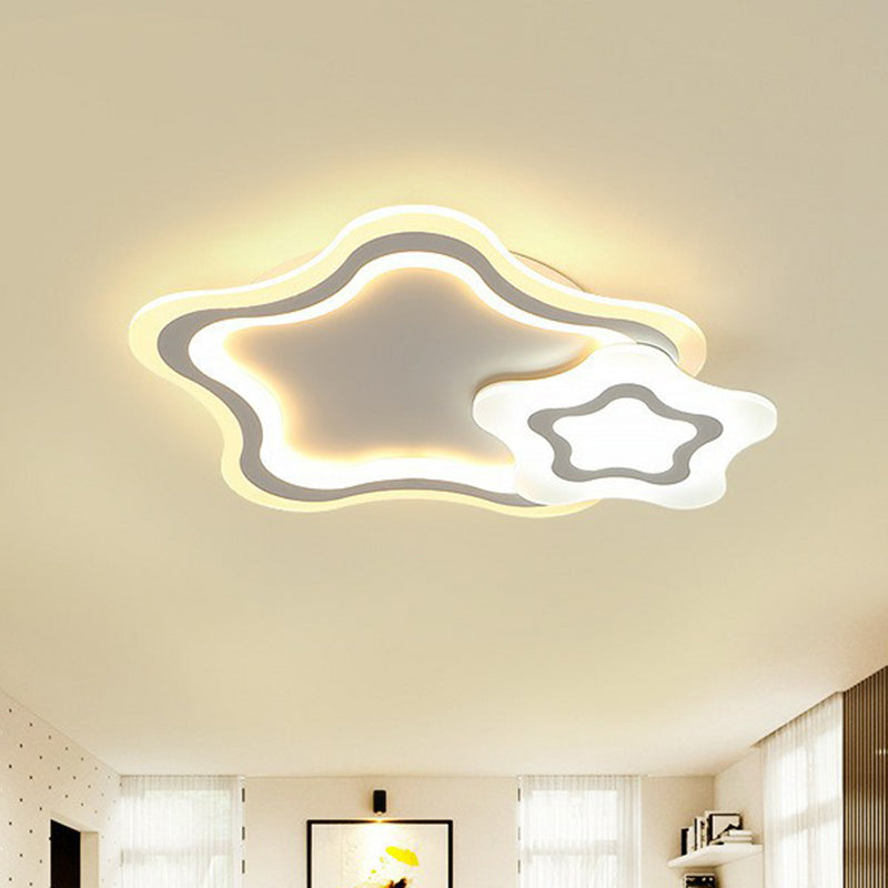 Acrylique Shaded Flush Mount Lighting Kids Style LED White Flush Mount Fixture for Bedroom