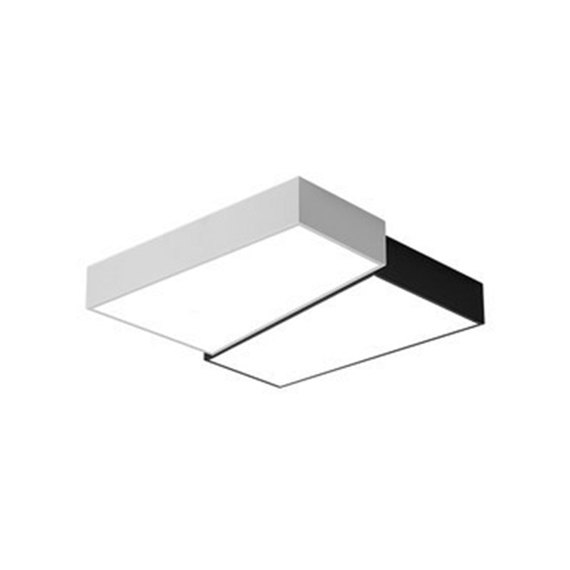 Splicing Square Bedroom LED Flush Mount Acrylic Simplicity Flushmount Ceiling Light in Black and White