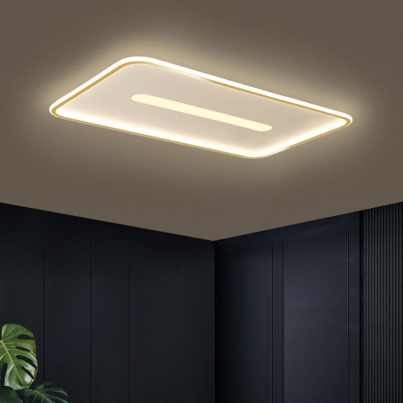 Nordic Rectangular Flush Ceiling Light Aluminum Living Room LED Flush Mount Lighting Fixture