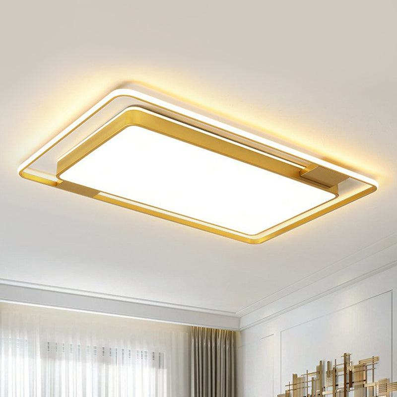 Metallic Geometric Flush Light Modern Style Gold LED Flush Ceiling Light Fixture for Bedroom
