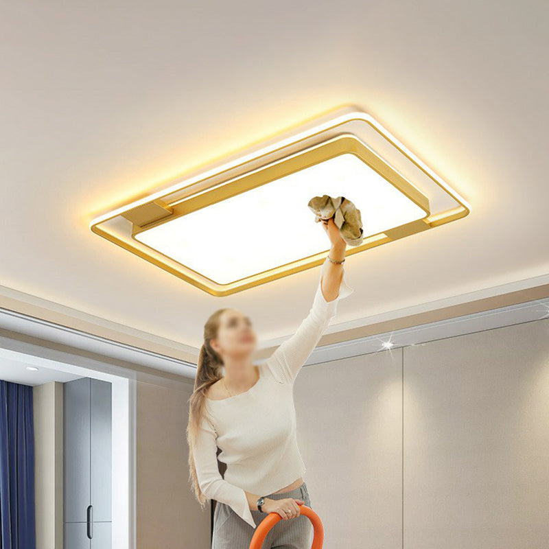 Metallic Geometric Flush Light Modern Style Gold LED Flush Ceiling Light Fixture for Bedroom
