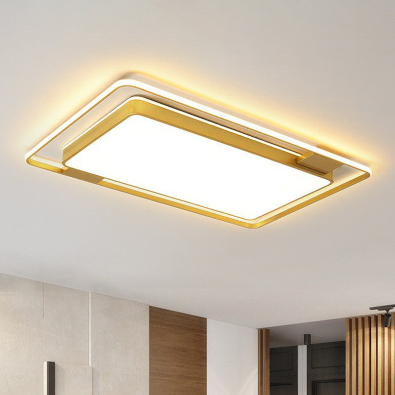 Metallic Geometric Flush Light Modern Style Gold LED Flush Ceiling Light Fixture for Bedroom