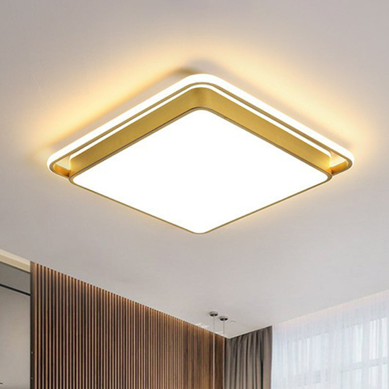 Metallic Geometric Flush Light Modern Style Gold LED Flush Ceiling Light Fixture for Bedroom